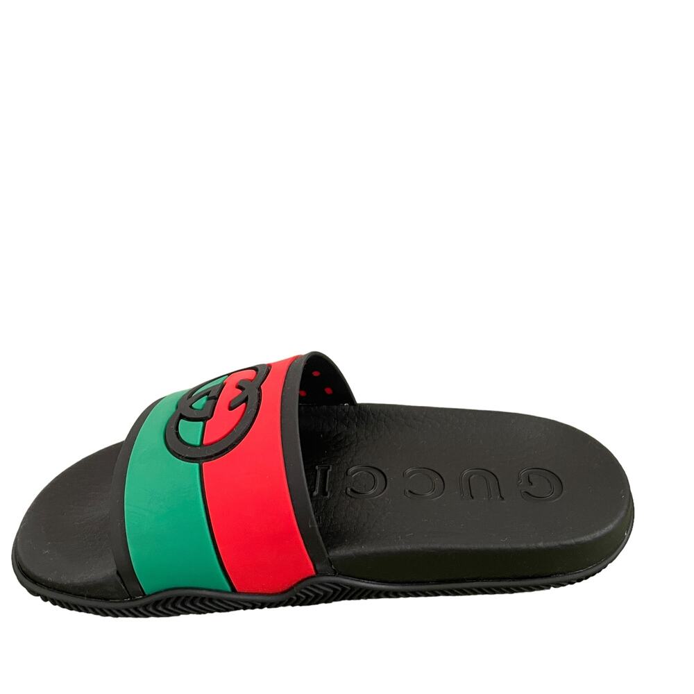 GUCCI Women's Interlocking G Slide Sandal Black Red Green Size 37 NEW - Picture 12 of 15
